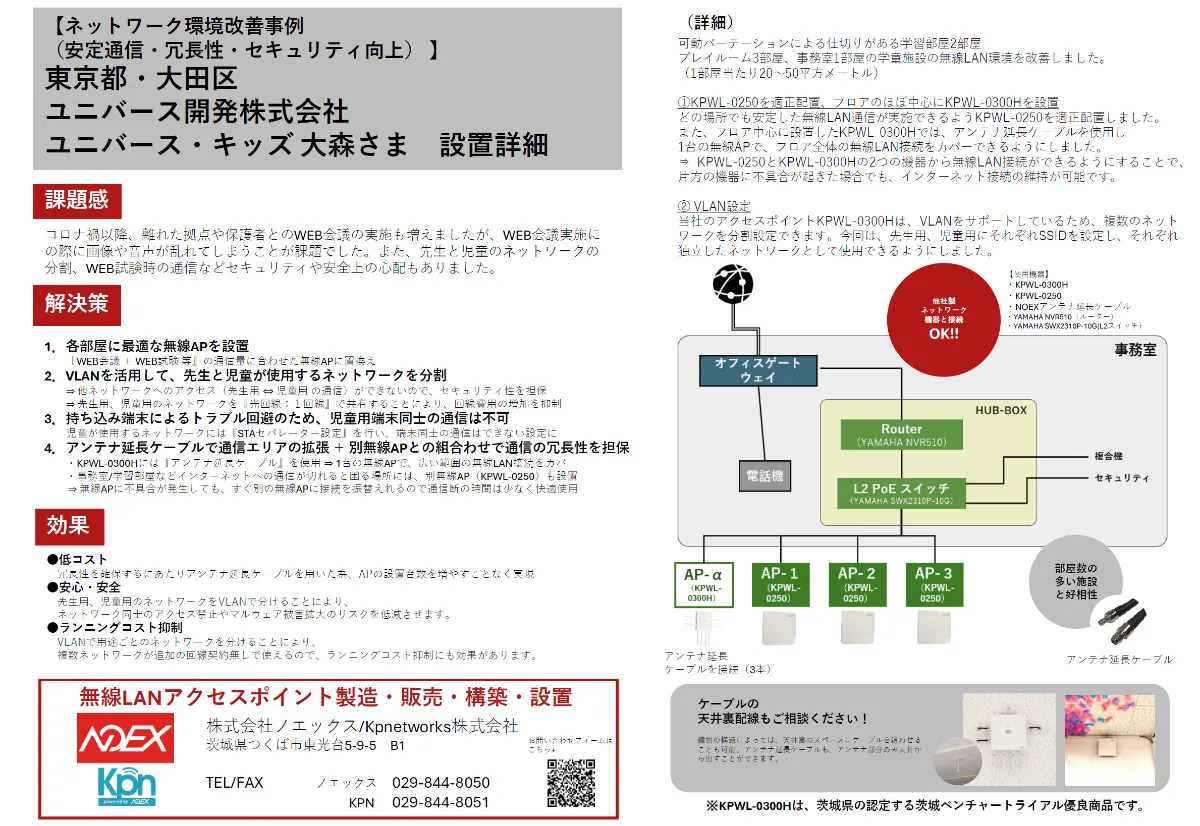 ユニバース・キッズ大森様 設置事例（2）